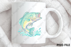 Retro Bass Fish PNG, Pastel Fishing Graphic Product Image 4