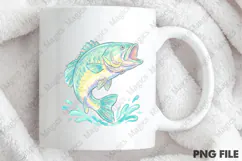 Retro Bass Fish PNG, Pastel Fishing Graphic Product Image 4