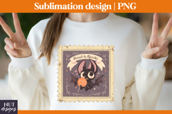 Stamp Halloween t-shirt, Retro Halloween Bat Sweet &amp; spooky Product Image 2