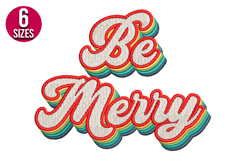 Retro Be Christmas Text Embroidery Design - 6 sizes Product Image 1
