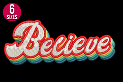 Retro Believe Text Machine Embroidery Design - 6 sizes Product Image 2
