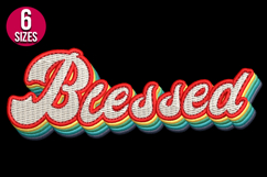 Retro Blessed Text Machine Embroidery Design - 6 sizes Product Image 2