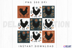 Retro Boho Chicken Farm Sublimation PNG Product Image 1