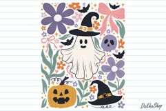 Retro Boho Floral Halloween SVG Spooky Ghost SVG Pumpkin PNG Product Image 8