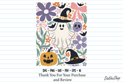 Retro Boho Floral Halloween SVG Spooky Ghost SVG Pumpkin PNG Product Image 9