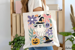 Retro Boho Floral Halloween SVG Spooky Ghost SVG Pumpkin PNG Product Image 7