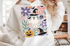 Retro Boho Floral Halloween SVG Spooky Ghost SVG Pumpkin PNG Product Image 6