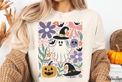 Retro Boho Floral Halloween SVG Spooky Ghost SVG Pumpkin PNG Product Image 2