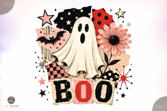 Retro BOO Ghost Png, Pink Halloween Ghost Sublimation Product Image 1