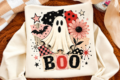 Retro BOO Ghost Png, Pink Halloween Ghost Sublimation Product Image 2
