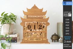 3D Layered Retro Book Tracker Laser Cut | Reading Goal SVG Product Image 1