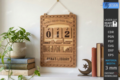 3D Layered Retro Book Tracker Laser Cut | Reading Goal SVG Product Image 1