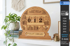 3D Layered Retro Book Tracker Laser Cut | Reading Goal SVG Product Image 1