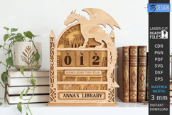 3D Layered Retro Book Tracker Laser Cut | Reading Goal SVG Product Image 1
