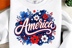Retro Brushstroke America Floral PNG Product Image 1