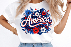 Retro Brushstroke America Floral PNG Product Image 3