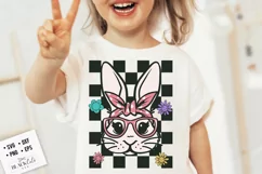 Retro Bunny bandana svg, Cute bunny with bandana and glasses Product Image 1