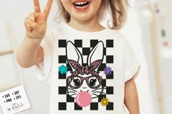 Retro Bunny bandana svg, Cute bunny with bandana and bubble Product Image 1