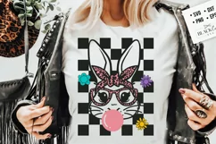 Retro Bunny bandana svg, Cute bunny with bandana and bubble Product Image 2