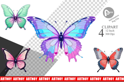 Retro Butterflies Clipart Product Image 1