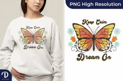 Retro Butterfly with Flowers Digital Art, Keep Calm Dream On Product Image 1