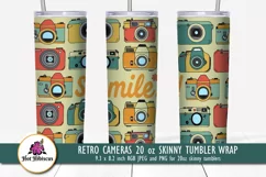 retro cameras tumbler sublimation