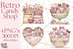 Retro Valentine Candy Shop Clipart PNG Pastel Sweets Product Image 1