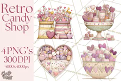 Retro Valentine Candy Shop Clipart PNG Pastel Sweets Product Image 1