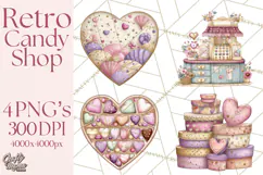 Retro Valentine Candy Shop Clipart PNG Pastel Sweets Product Image 1