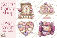 Retro Valentine Candy Shop Clipart PNG Pastel Sweets Product Image 1