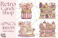 Retro Valentine Candy Shop Clipart PNG Pastel Sweets Product Image 1