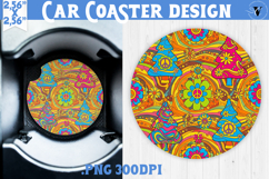 Vintage vibe car coaster| Retro psychedelic Christmas tree Product Image 1