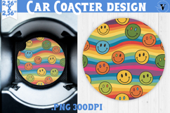 Vintage vibe car coaster| Retro psychedelic pattern Product Image 1