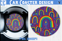 Vintage vibe car coaster| Retro psychedelic pattern Product Image 1