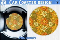 Vintage vibe car coaster| Retro psychedelic pattern Product Image 1
