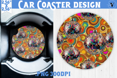 Vintage vibe car coaster| Retro psychedelic pattern Product Image 1