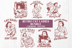 Retro Cat Lady SVG Bundle | Funny Cat Quotes PNG | Cat Mom Product Image 1