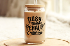 Retro motherhood SVG featuring bold gothic typography mixed with flowing script text, accented by stars and a skeleton hand rock sign graphic.