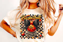 Retro Checkered Basketball PNG, Basketball Mom PNG, Coquette Product Image 2