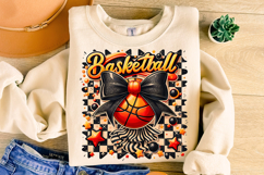 Retro Checkered Basketball PNG, Basketball Mom PNG, Coquette Product Image 3