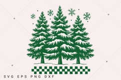 Retro Checkered Christmas Trees SVG PNG, Pine Trees Holiday Product Image 2
