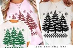 Retro Checkered Christmas Trees SVG PNG, Pine Trees Holiday Product Image 3