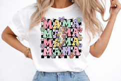 Retro Checkered Mama Sublimation PNG Product Image 1