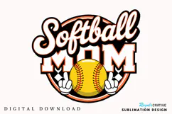 Softball Mom PNG, Retro Checkered Softball Mom PNG Product Image 1