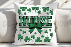 Retro Checkered St Patricks day Nurse Sublimation PNG Product Image 2