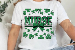 Retro Checkered St Patricks day Nurse Sublimation PNG Product Image 4