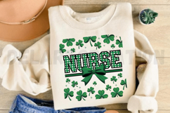 Retro Checkered St Patricks day Nurse Sublimation PNG Product Image 3