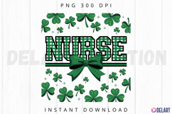 Retro Checkered St Patricks day Nurse Sublimation PNG Product Image 1