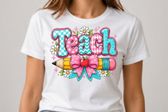 Retro Checkered Teacher PNG Product Image 2