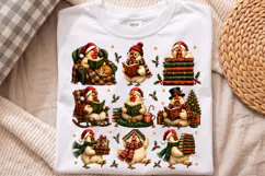 Retro Chicken Book Club Holiday PNG, Winter Reading Graphic Product Image 1